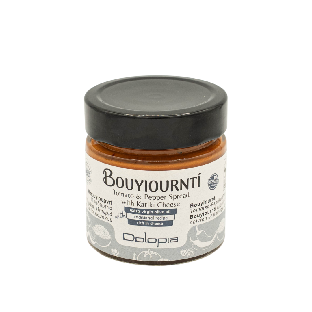 Bouyiournti pastă gourmet de roșii și ardei cu brânză Katiki Dolopia 190 g