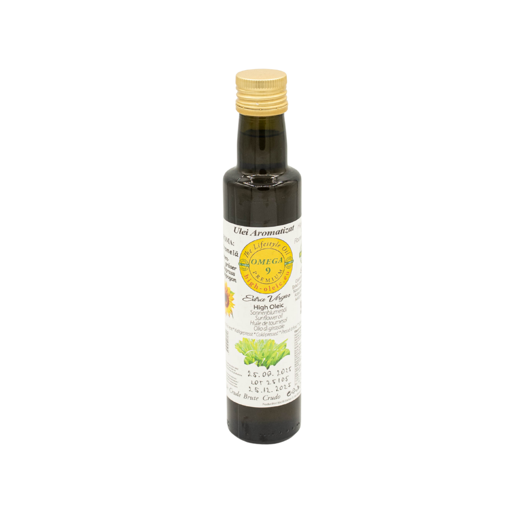 Ulei Aromatizat Omega 9 Farm – Extra Virgin High Oleic cu Plante Aromatice 250 ml
