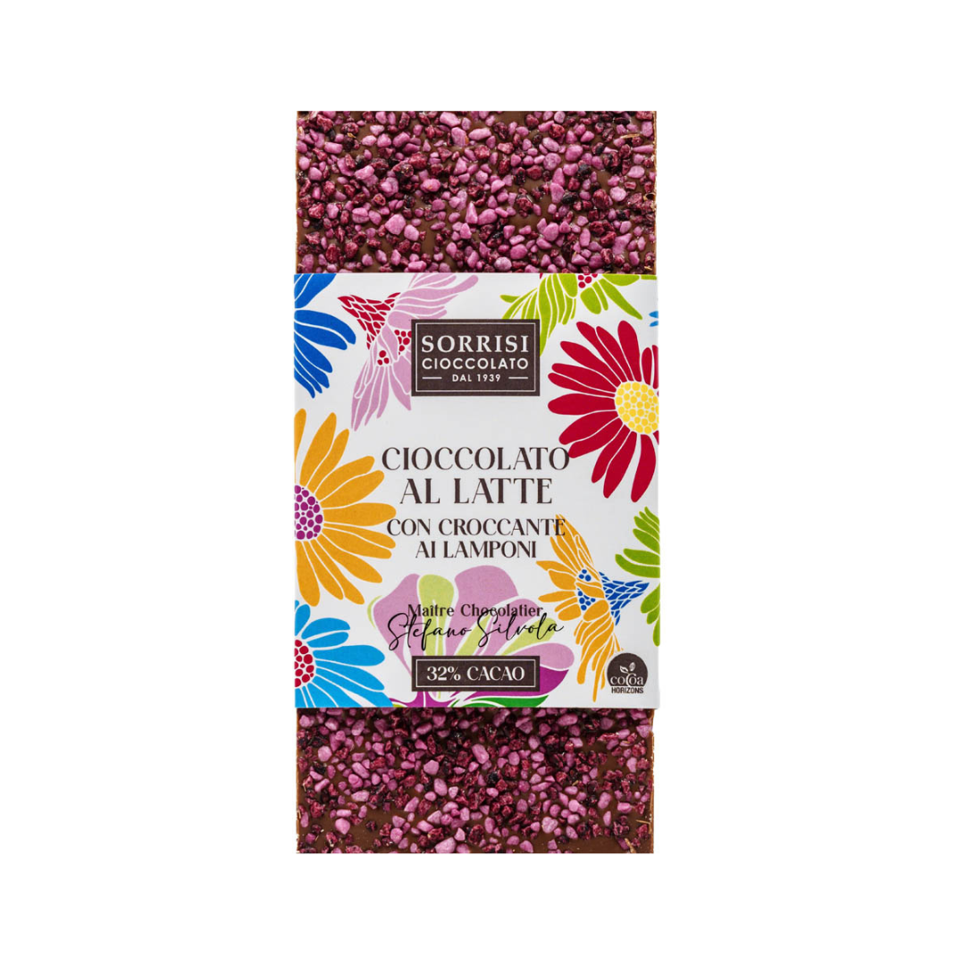 Ciocolată Boella & Sorrisi cu lapte și zmeură crocantă – 80g